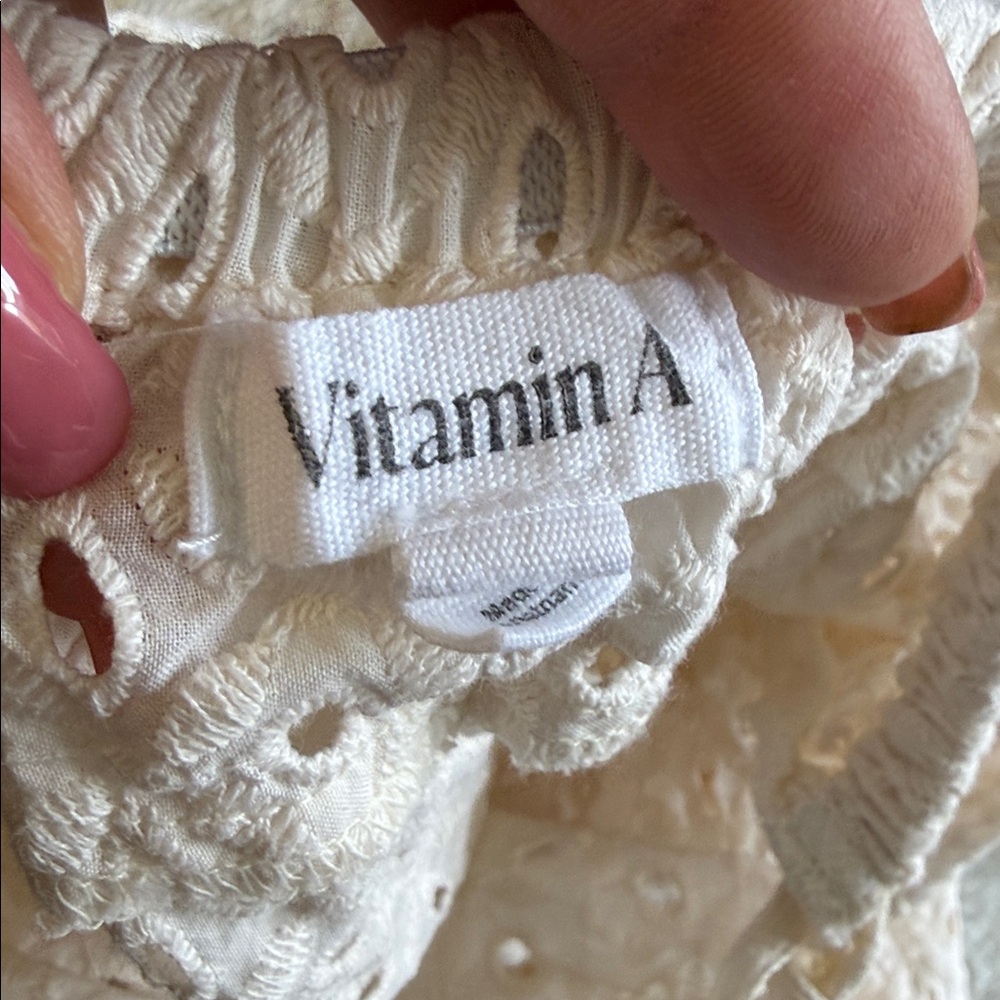 Vitamin A Women's Eyelet Halter Maxi Cover Up Dress in a cream-colored cotton - Picture 13 of 14